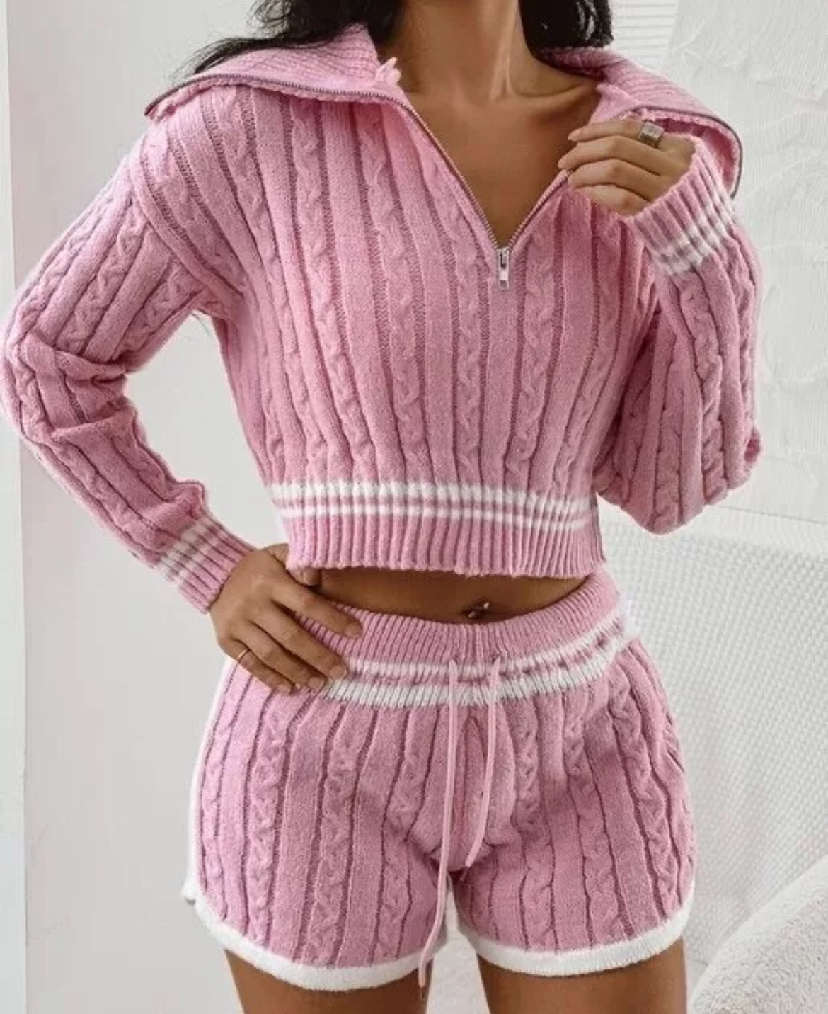 Chilling Out 2-Piece Cozy Knit Sweater and Shorts Set