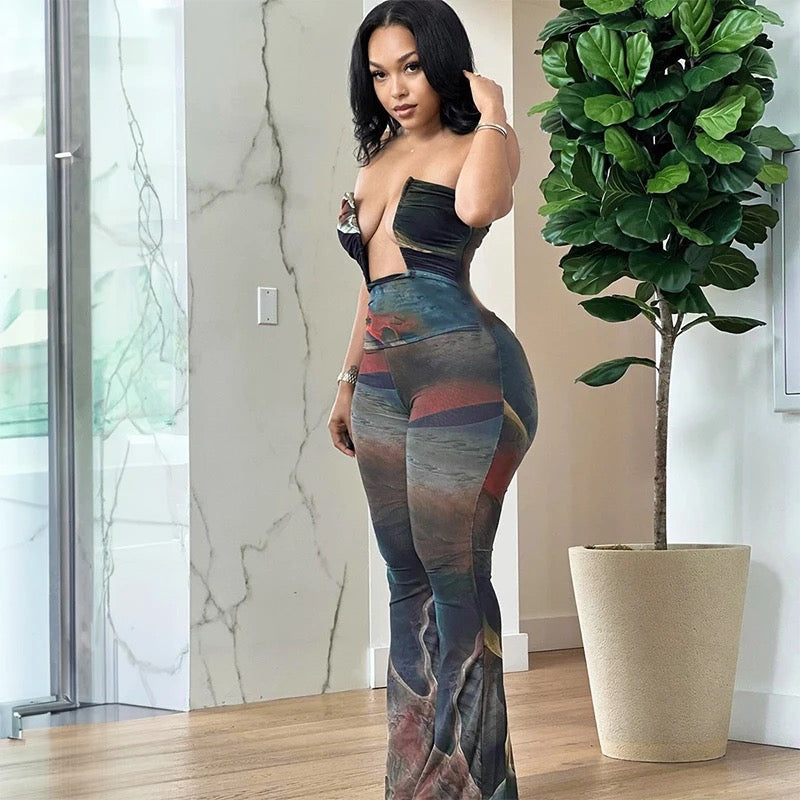 Maribel Strapless Backless Printed Jumpsuit