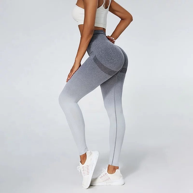 Two tones high waist butt lifting tight fitting hip fitness yoga running quick drying leggings